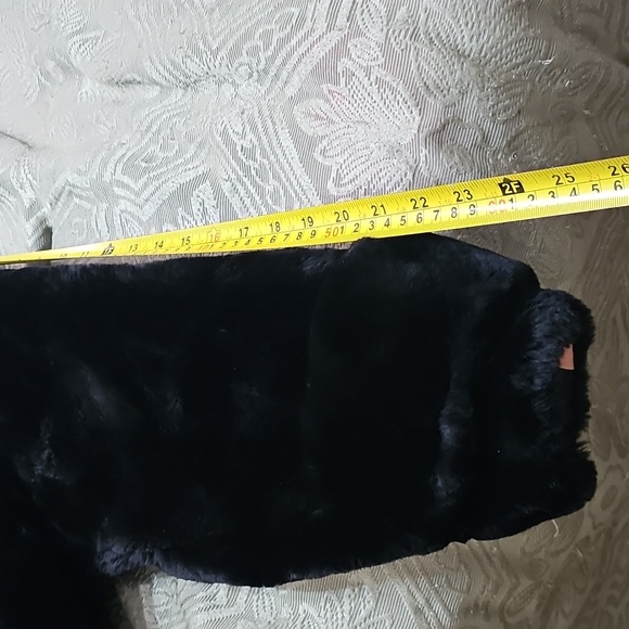 Vintage Moulieres Paris Mouton Dyed Black Processed Lamb Swing Coat XL - Picture 13 of 13